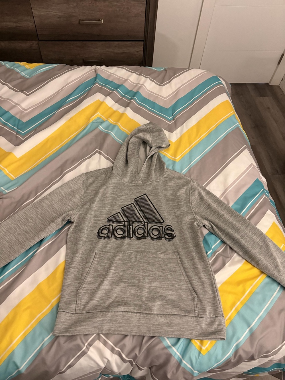 adidas Men’s Gray Zip-Up Logo Hoodie
